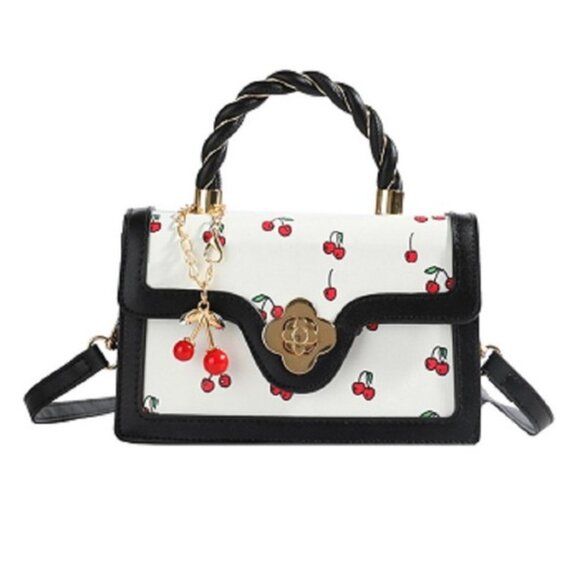 Zenana Outfitters Handbags - Zenana Cherry Pattern Vegan Leather Shoulder Hand Bag
